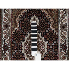 Load image into Gallery viewer, 2&#39;x3&#39; Jet Black, Tabriz Mahi with Fish Medallion Design, 175 KPSI, 100% Wool, Hand Knotted, Sample, Mat, Oriental Rug FWR549402