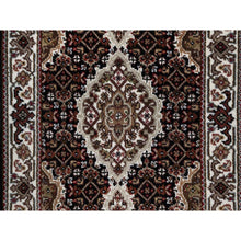 Load image into Gallery viewer, 2&#39;x3&#39; Jet Black, Tabriz Mahi with Fish Medallion Design, 175 KPSI, 100% Wool, Hand Knotted, Sample, Mat, Oriental Rug FWR549402