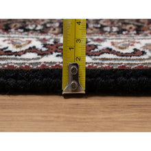 Load image into Gallery viewer, 2&#39;x3&#39; Jet Black, Tabriz Mahi with Fish Medallion Design, 175 KPSI, 100% Wool, Hand Knotted, Sample, Mat, Oriental Rug FWR549402