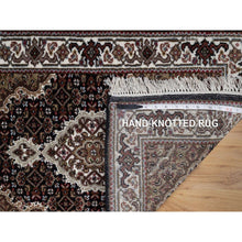 Load image into Gallery viewer, 2&#39;x3&#39; Jet Black, Tabriz Mahi with Fish Medallion Design, 175 KPSI, 100% Wool, Hand Knotted, Sample, Mat, Oriental Rug FWR549402