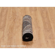 Load image into Gallery viewer, 2&#39;x4&#39;2&quot; Phantom Black, Tabriz Mahi with Fish Medallion Design, 100% Wool, 175 KPSI, Hand Knotted, Mat, Sample, Oriental Rug FWR549408