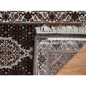 2'x4'3" Pristine White, Bijar Garus Spacious Persian Design with Soft Colors, Wool & Silk, Hand Knotted, Natural Dyes, Sample, Mat, Oriental Rug FWR453948