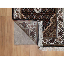 Load image into Gallery viewer, 2&#39;x4&#39;1&quot; Jet Black, 175 KPSI, Tabriz Mahi with Fish Medallion Design, 100% Wool, Hand Knotted, Mat, Sample, Oriental Rug FWR549414