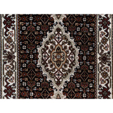 Load image into Gallery viewer, 2&#39;x4&#39;1&quot; Jet Black, 175 KPSI, Tabriz Mahi with Fish Medallion Design, 100% Wool, Hand Knotted, Mat, Sample, Oriental Rug FWR549414