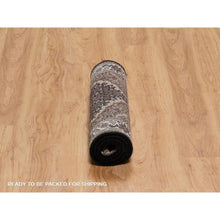Load image into Gallery viewer, 2&#39;x4&#39;1&quot; Jet Black, 175 KPSI, Tabriz Mahi with Fish Medallion Design, 100% Wool, Hand Knotted, Mat, Sample, Oriental Rug FWR549414