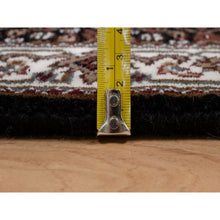 Load image into Gallery viewer, 2&#39;x4&#39;1&quot; Jet Black, 175 KPSI, Tabriz Mahi with Fish Medallion Design, 100% Wool, Hand Knotted, Mat, Sample, Oriental Rug FWR549414