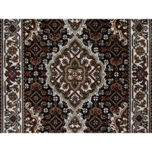 Load image into Gallery viewer, 2&#39;x3&#39;1&quot; Phantom Black, Tabriz Mahi with Fish Medallion Design, 100% Wool, 175 KPSI, Hand Knotted, Sample, Mat, Oriental Rug FWR549426