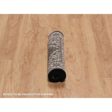 Load image into Gallery viewer, 2&#39;x3&#39;1&quot; Phantom Black, Tabriz Mahi with Fish Medallion Design, 100% Wool, 175 KPSI, Hand Knotted, Sample, Mat, Oriental Rug FWR549426