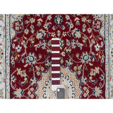 Load image into Gallery viewer, 2&#39;6&quot;x4&#39;1&quot; Rhubarb Red, Nain with Flower Medallion Design, Hand Knotted, Wool and Silk, Soft Pile, 250 KPSI, Mat, Sample, Oriental Rug FWR549432