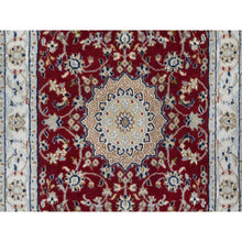 Load image into Gallery viewer, 2&#39;6&quot;x4&#39;1&quot; Rhubarb Red, Nain with Flower Medallion Design, Hand Knotted, Wool and Silk, Soft Pile, 250 KPSI, Mat, Sample, Oriental Rug FWR549432