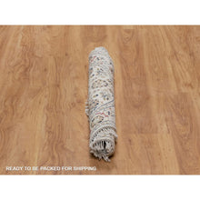 Load image into Gallery viewer, 3&#39;1&quot;x3&#39;1&quot; Pearl White, Nain with All Over Flower Pattern, Wool and Silk, Hand Knotted, Soft Pile, 250 KPSI, Round, Oriental Rug FWR549438