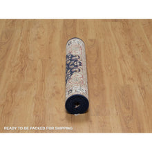 Load image into Gallery viewer, 3&#39;1&quot;x5&#39;2&quot; Phantom Blue, Nain with Flower Medallion Design, Wool and Silk, Hand Knotted, Soft Pile, 250 KPSI, Oriental Rug FWR549444