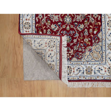 Load image into Gallery viewer, 2&#39;6&quot;x4&#39;9&quot; Berry Red, Nain with Flower Medallion Design, Wool and Silk, Hand Knotted, 250 KPSI, Soft Pile, Oriental Rug FWR549456