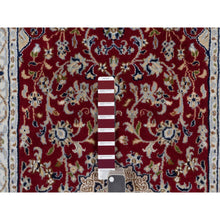 Load image into Gallery viewer, 2&#39;6&quot;x4&#39;9&quot; Berry Red, Nain with Flower Medallion Design, Wool and Silk, Hand Knotted, 250 KPSI, Soft Pile, Oriental Rug FWR549456