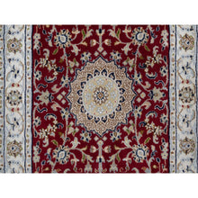 Load image into Gallery viewer, 2&#39;6&quot;x4&#39;9&quot; Berry Red, Nain with Flower Medallion Design, Wool and Silk, Hand Knotted, 250 KPSI, Soft Pile, Oriental Rug FWR549456