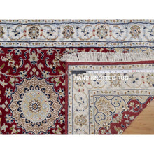 Load image into Gallery viewer, 2&#39;6&quot;x4&#39;9&quot; Berry Red, Nain with Flower Medallion Design, Wool and Silk, Hand Knotted, 250 KPSI, Soft Pile, Oriental Rug FWR549456