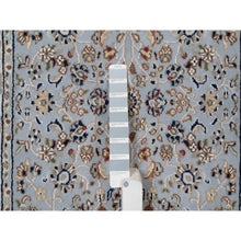 Load image into Gallery viewer, 2&#39;8&quot;x10&#39;1&quot; Pigeon Blue, Wool and Silk, Nain with All Over Floral Pattern, Hand Knotted, 250 KPSI, Soft Pile, Runner, Oriental Rug FWR549462