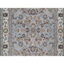 Load image into Gallery viewer, 2&#39;8&quot;x10&#39;1&quot; Pigeon Blue, Wool and Silk, Nain with All Over Floral Pattern, Hand Knotted, 250 KPSI, Soft Pile, Runner, Oriental Rug FWR549462