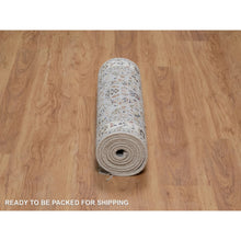 Load image into Gallery viewer, 2&#39;8&quot;x10&#39;1&quot; Pigeon Blue, Wool and Silk, Nain with All Over Floral Pattern, Hand Knotted, 250 KPSI, Soft Pile, Runner, Oriental Rug FWR549462