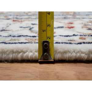 2'8"x10'1" Pigeon Blue, Wool and Silk, Nain with All Over Floral Pattern, Hand Knotted, 250 KPSI, Soft Pile, Runner, Oriental Rug FWR549462
