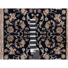Load image into Gallery viewer, 2&#39;7&quot;x6&#39;3&quot; Caviar Blue, Nain with All Over Floral Pattern, Wool and Silk, Soft Pile, 250 KPSI, Hand Knotted, Runner, Oriental Rug FWR549474