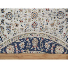 Load image into Gallery viewer, 5&#39;x5&#39; Whisper White, Nain with All Over Flower Design, Soft Pile, 250 KPSI, Wool and Silk, Hand Knotted, Round, Oriental Rug FWR549480