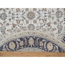 Load image into Gallery viewer, 6&#39;2&quot;x6&#39;2&quot; Daisy White, 250 KPSI, Nain with All Over Flower Design, Wool and Silk, Soft Pile, Hand Knotted, Round, Oriental Rug FWR549486