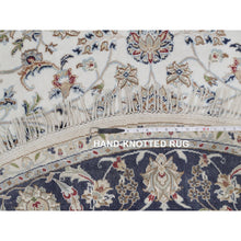 Load image into Gallery viewer, 6&#39;2&quot;x6&#39;2&quot; Daisy White, 250 Kpsi, Nain With All Over Flower Design, Wool And Silk, Soft Pile, Hand Knotted, Round, Oriental Rug FWR549486