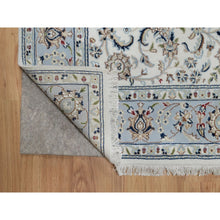Load image into Gallery viewer, 4&#39;9&quot;x6&#39;10&quot; Daisy White, Nain with All Over Flower Pattern, Soft Pile, 250 KPSI, Wool and Silk, Hand Knotted, Oriental Rug FWR549492