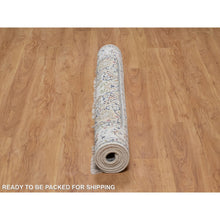Load image into Gallery viewer, 4&#39;8&quot;x6&#39;10&quot; Winter White, Nain with Flower Medallion Design, 250 KPSI, Hand Knotted, Wool and Silk, Soft Pile, Oriental Rug FWR549498