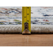 Load image into Gallery viewer, 4&#39;8&quot;x6&#39;10&quot; Winter White, Nain with Flower Medallion Design, 250 KPSI, Hand Knotted, Wool and Silk, Soft Pile, Oriental Rug FWR549498