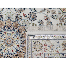 Load image into Gallery viewer, 4&#39;8&quot;x6&#39;10&quot; Winter White, Nain With Flower Medallion Design, 250 Kpsi, Hand Knotted, Wool And Silk, Soft Pile, Oriental Rug FWR549498