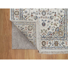 Load image into Gallery viewer, 2&#39;7&quot;x8&#39; Pristine White, Nain with Flower Medallion Design, Hand Knotted, Wool and Silk, 250 KPSI, Soft Pile, Runner, Oriental Rug FWR549504