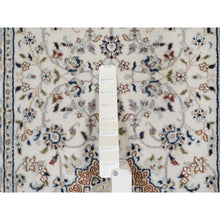 Load image into Gallery viewer, 2&#39;7&quot;x8&#39; Pristine White, Nain with Flower Medallion Design, Hand Knotted, Wool and Silk, 250 KPSI, Soft Pile, Runner, Oriental Rug FWR549504
