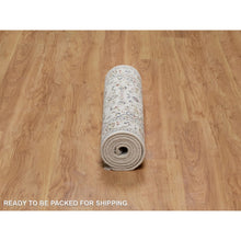 Load image into Gallery viewer, 2&#39;7&quot;x8&#39; Pristine White, Nain With Flower Medallion Design, Hand Knotted, Wool And Silk, 250 Kpsi, Soft Pile, Runner, Oriental Rug FWR549504