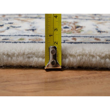 Load image into Gallery viewer, 2&#39;7&quot;x8&#39; Pristine White, Nain with Flower Medallion Design, Hand Knotted, Wool and Silk, 250 KPSI, Soft Pile, Runner, Oriental Rug FWR549504