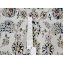 Load image into Gallery viewer, 6&#39;x9&#39; Pristine White, 250 KPSI, Nain with Flower Medallion Design, Wool and Silk, Soft Pile, Hand Knotted, Oriental Rug FWR549516