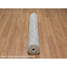 Load image into Gallery viewer, 6&#39;x9&#39; Pristine White, 250 KPSI, Nain with Flower Medallion Design, Wool and Silk, Soft Pile, Hand Knotted, Oriental Rug FWR549516