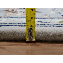 Load image into Gallery viewer, 6&#39;x9&#39; Pristine White, 250 Kpsi, Nain With Flower Medallion Design, Wool And Silk, Soft Pile, Hand Knotted, Oriental Rug FWR549516