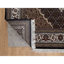 Load image into Gallery viewer, 5&#39;x7&#39; Ink Black, Tabriz Mahi with Fish Medallion Design, 175 KPSI, 100% Wool, Hand Knotted, Oriental Rug FWR549522