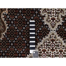 Load image into Gallery viewer, 5&#39;x7&#39; Ink Black, Tabriz Mahi with Fish Medallion Design, 175 KPSI, 100% Wool, Hand Knotted, Oriental Rug FWR549522