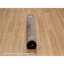 Load image into Gallery viewer, 5&#39;x7&#39; Ink Black, Tabriz Mahi With Fish Medallion Design, 175 Kpsi, 100% Wool, Hand Knotted, Oriental Rug FWR549522