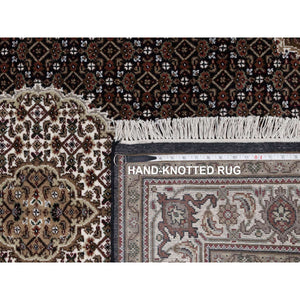 5'x7' Ivory, Hand Loomed Plain Modern Striae Design, Soft Pile Extra Soft Wool, Oriental Rug FWR388674