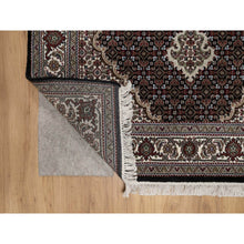Load image into Gallery viewer, 4&#39;9&quot;x6&#39;9&quot; Onyx Black, 175 KPSI, Tabriz Mahi with Fish Medallion Design, 100% Wool, Hand Knotted, Oriental Rug FWR549528