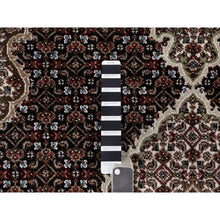 Load image into Gallery viewer, 4&#39;9&quot;x6&#39;9&quot; Onyx Black, 175 KPSI, Tabriz Mahi with Fish Medallion Design, 100% Wool, Hand Knotted, Oriental Rug FWR549528