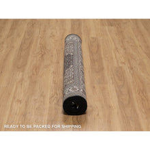 Load image into Gallery viewer, 4&#39;9&quot;x6&#39;9&quot; Onyx Black, 175 KPSI, Tabriz Mahi with Fish Medallion Design, 100% Wool, Hand Knotted, Oriental Rug FWR549528