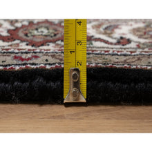 Load image into Gallery viewer, 4&#39;9&quot;x6&#39;9&quot; Onyx Black, 175 KPSI, Tabriz Mahi with Fish Medallion Design, 100% Wool, Hand Knotted, Oriental Rug FWR549528