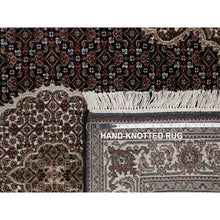 Load image into Gallery viewer, 4&#39;9&quot;x6&#39;9&quot; Onyx Black, 175 Kpsi, Tabriz Mahi With Fish Medallion Design, 100% Wool, Hand Knotted, Oriental Rug FWR549528