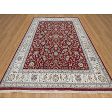Load image into Gallery viewer, 8&#39;8&quot;x11&#39;10&quot; Currant Red, Nain with All Over Flower Design, 250 KPSI, Wool and Silk, Hand Knotted, Soft Pile, Oriental Rug FWR549552