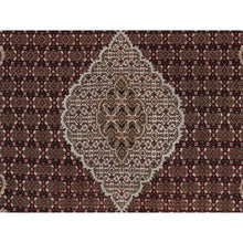 Load image into Gallery viewer, 7&#39;8&quot;x9&#39;10&quot; Carmine Red, Tabriz Mahi with Fish Medallion Design, Soft Wool, Hand Knotted, Densely Woven, Oriental Rug FWR549564